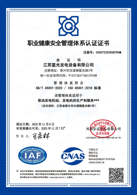 2022年职业健康安全管理体系认证证书中文20221108